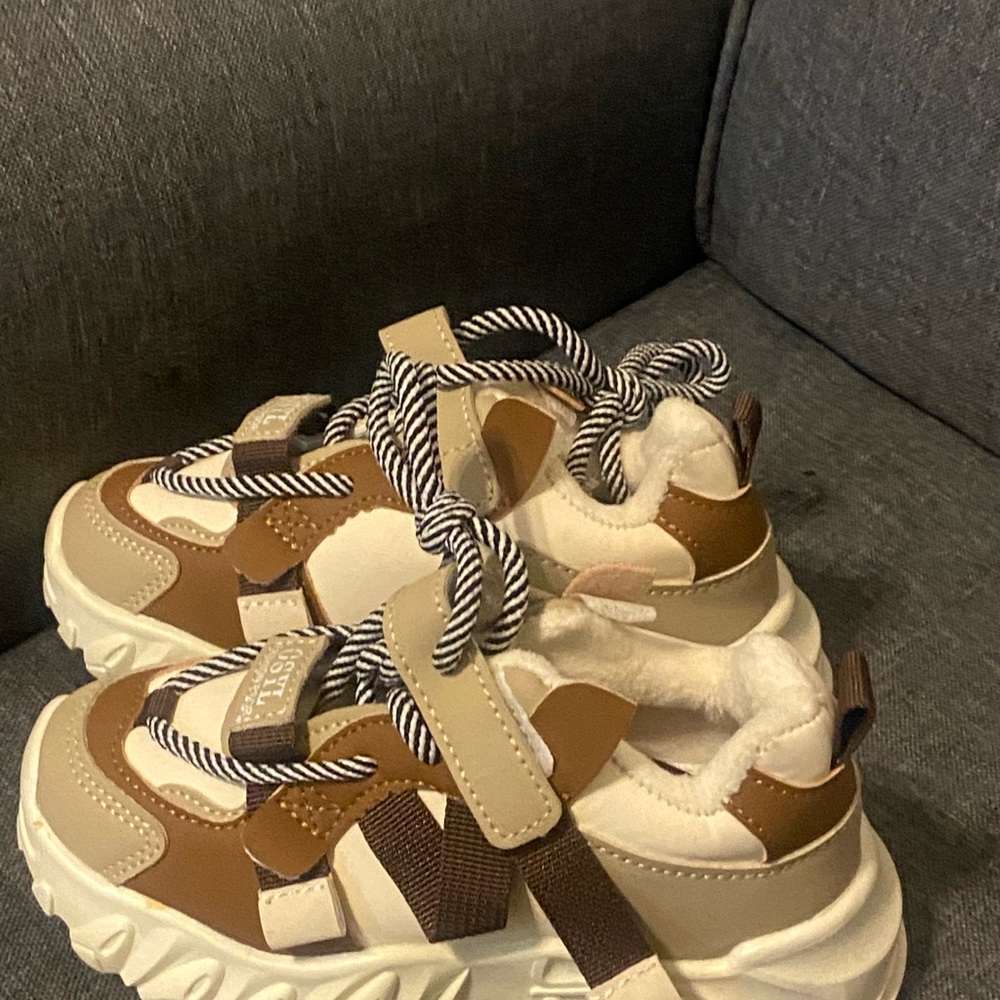 Kids' Brown and Cream Sneakers